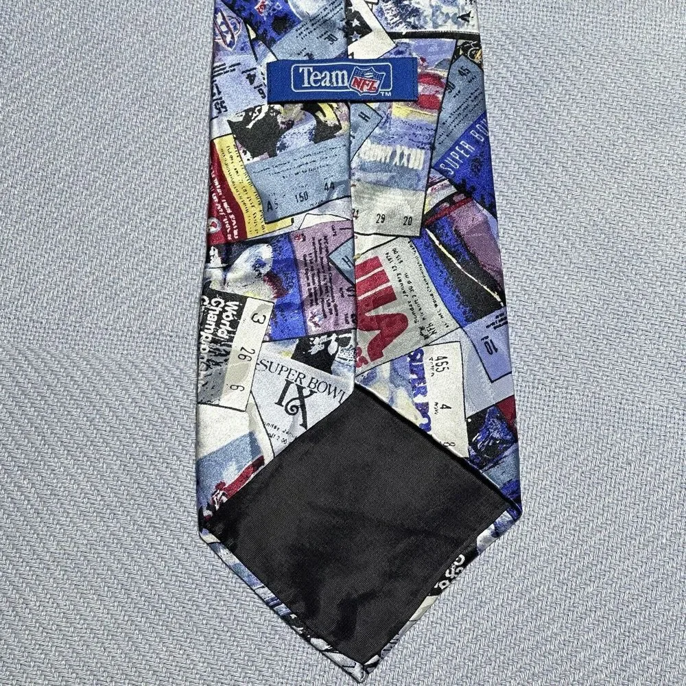 Vintage NFL Super Bowl Tickets‎ Print Mens 100% Woven Silk Necktie 3.75 x 55